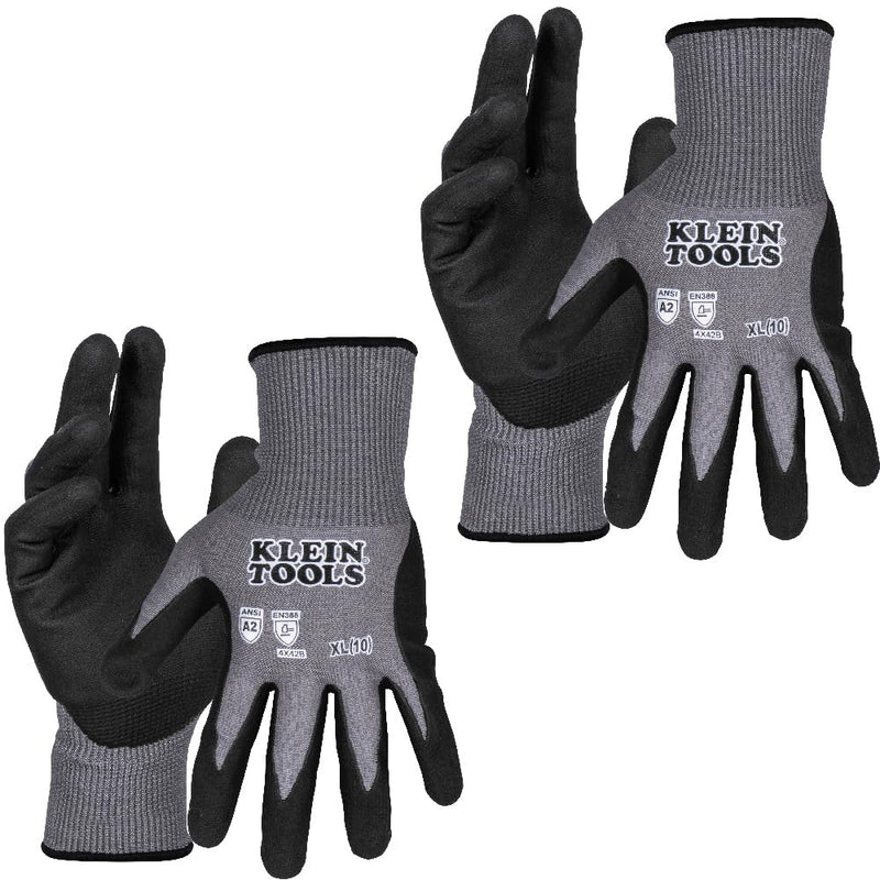 KLEIN 60586 Knit Dipped Gloves, Cut Level A2, Touchscreen, X-Large, 2-Pair