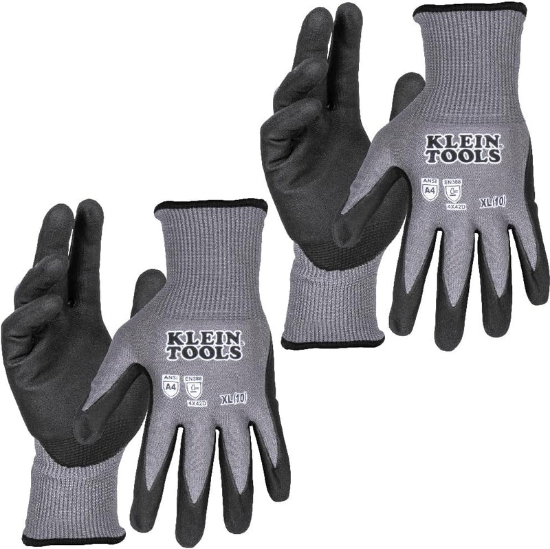 KLEIN60590Knit Dipped Gloves, Cut Level A4, Touchscreen, X-Large, 2-Pair