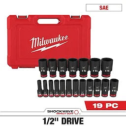 MILWAUKEE 49-66-7012 1/2 DR 19PC SAE IMP SOCKET SET