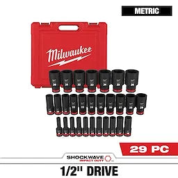 Milwaukee 49-66-7015 29PCSHOCKWAVE Impact Duty™ 1/2" Drive Metric Deep 6 Point Socket Set
