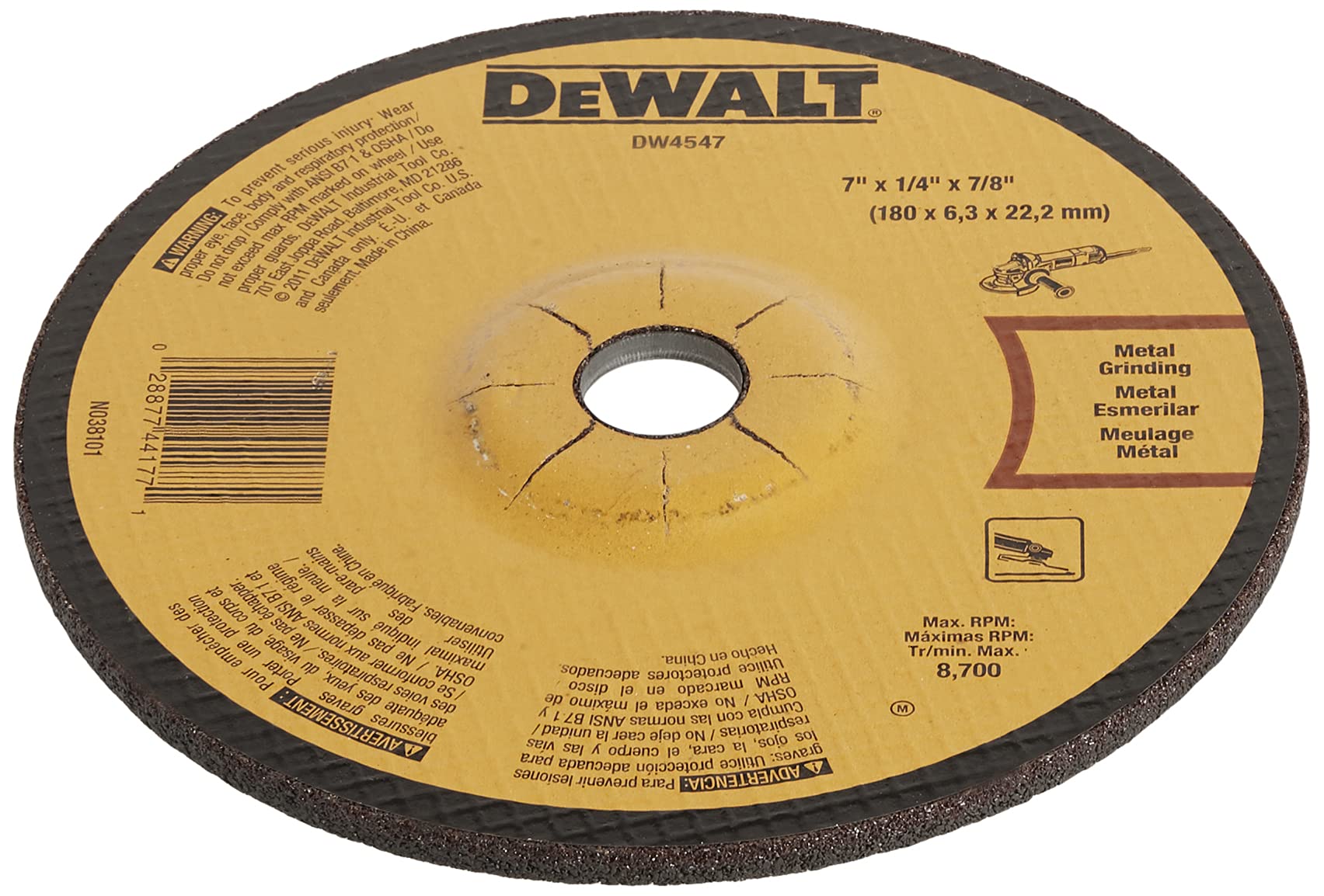 DeWalt DW4547 7 X 1/4 X 7/8 FAST CUTTING ABR