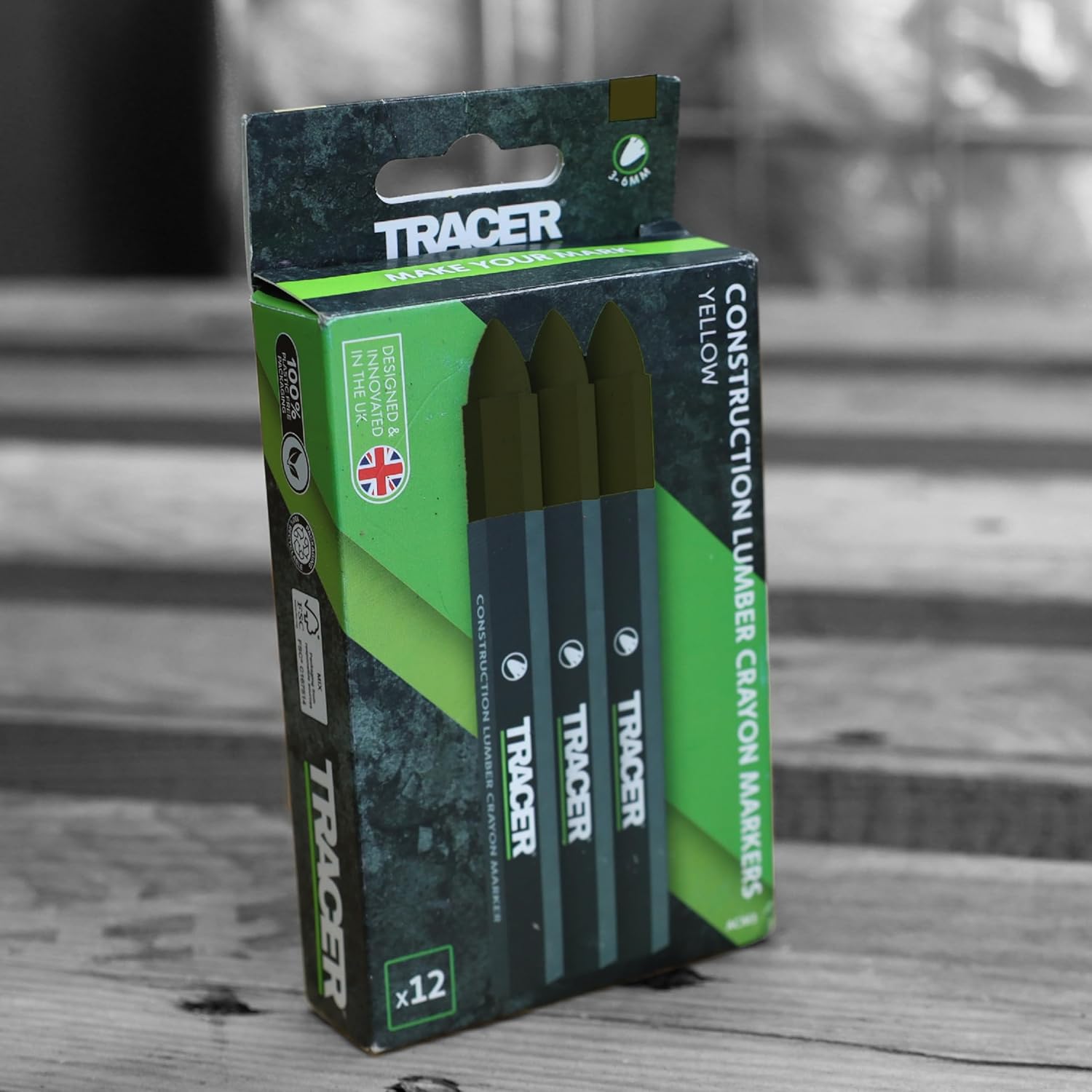 Tracer ACM1 Construction Lumber Crayons Markers (12pk) - Black