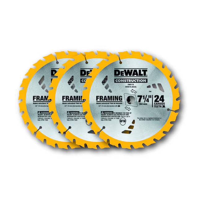 DeWalt DW3578P3 7 1/4IN 24T 3PK FRAMING BLADE