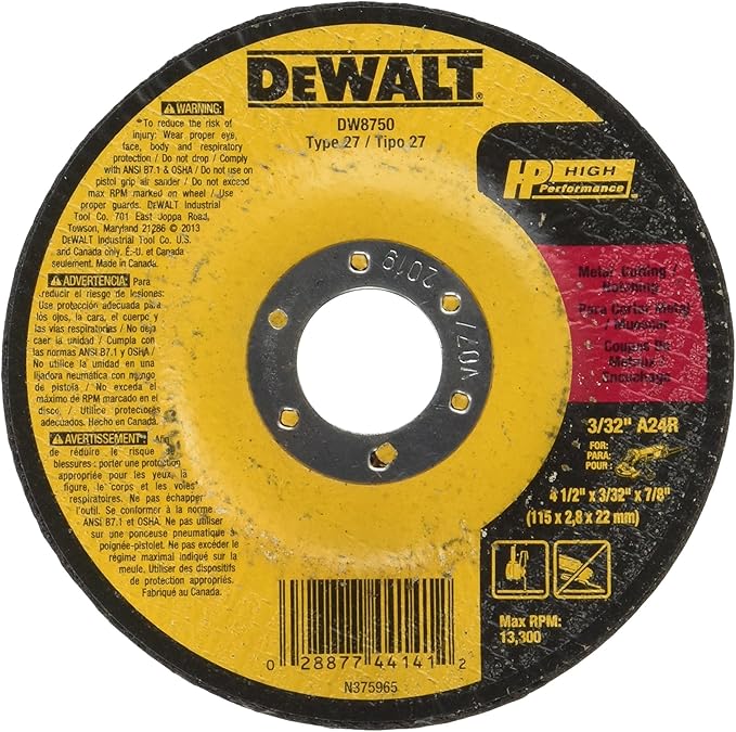 DeWalt DW8750 4-1/2 x 3/32 x 7/8 HP T27 Cut & Notch