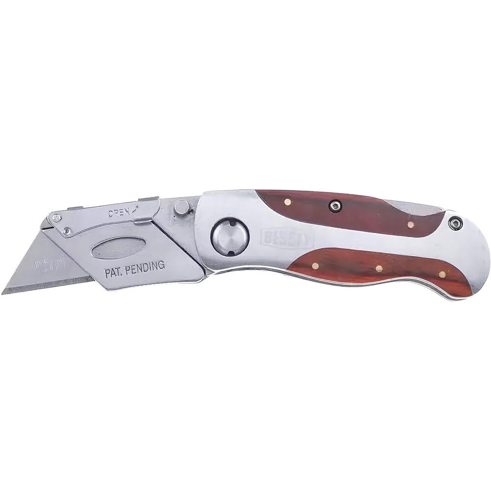 BESSEY D-BKWH Knife, Folding, locking utility knife- wood handle