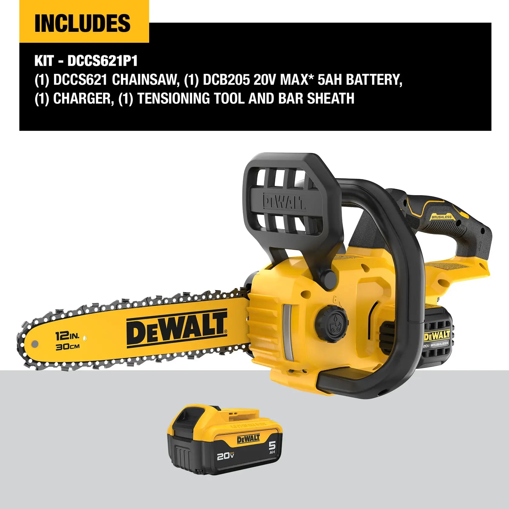 DeWalt DCCS621P1 DEWALT 20V 12in CHAINSAW KIT