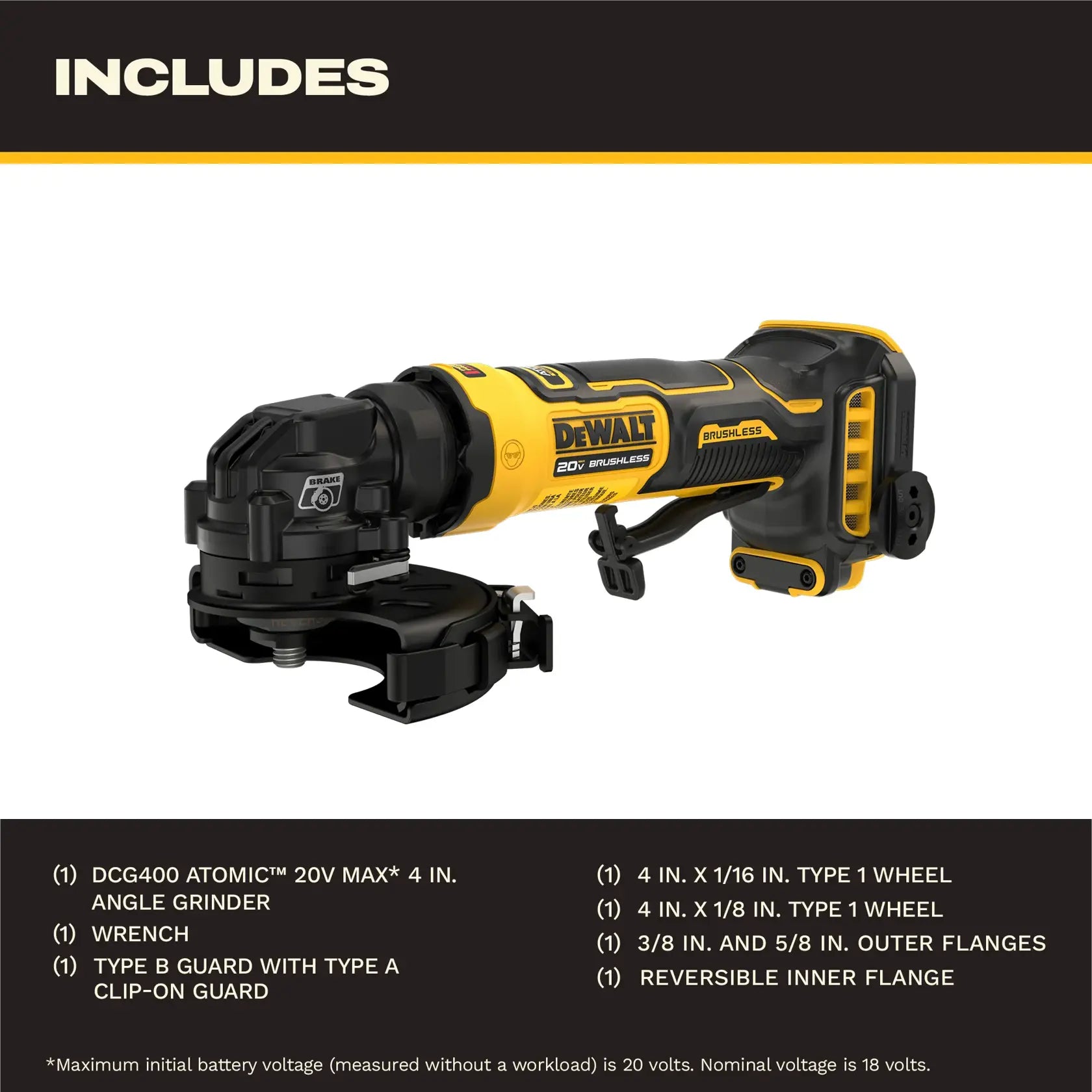 DeWalt DCG400B 20V ATOMIC 4IN ANGLE GRINDER - BARE