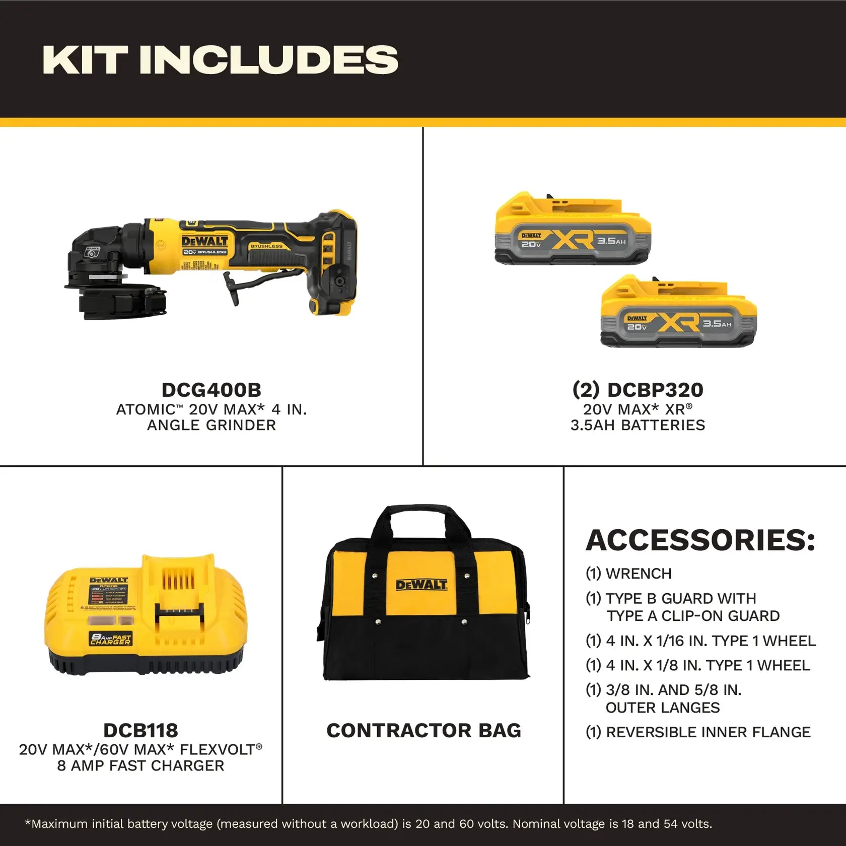 DeWalt DCG400S2 SHELL 20V ATOMIC 4IN ANGLE GRINDER - 3.5