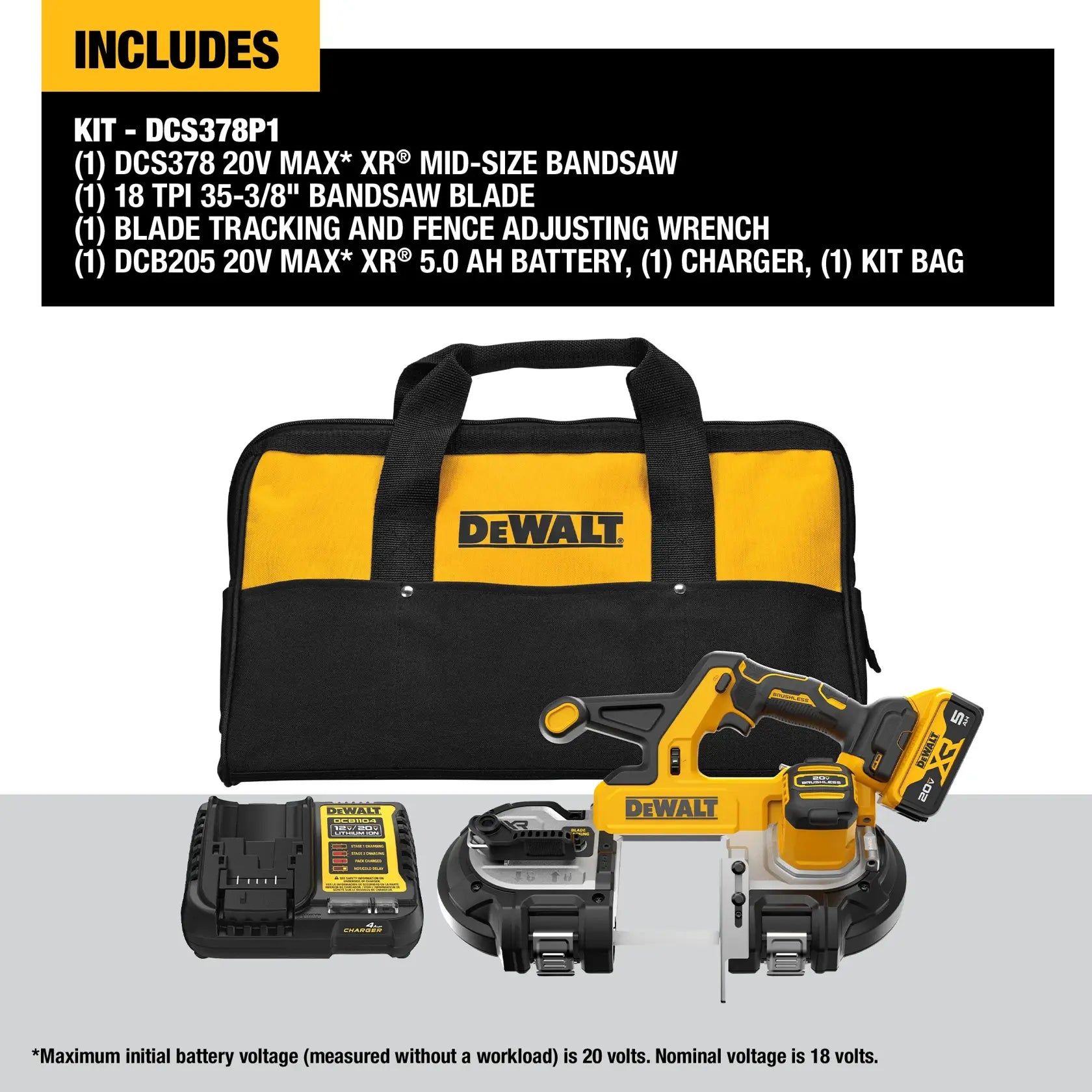 DeWalt DCS378P1 20V 3-3/8IN BAND SAW KIT