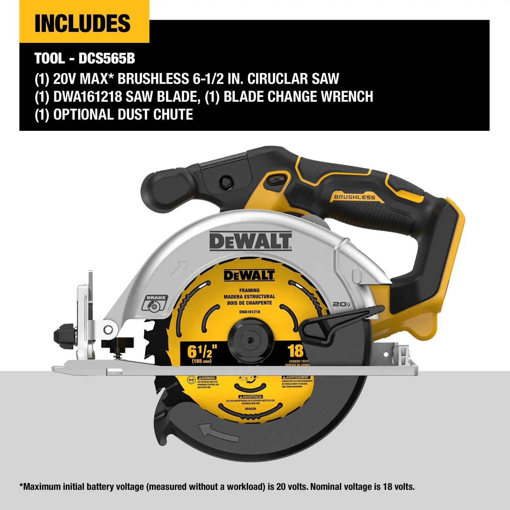 DeWalt DCS565B 20V MAX BRUSHLESS 6-1/2IN CIRCULAR SAW