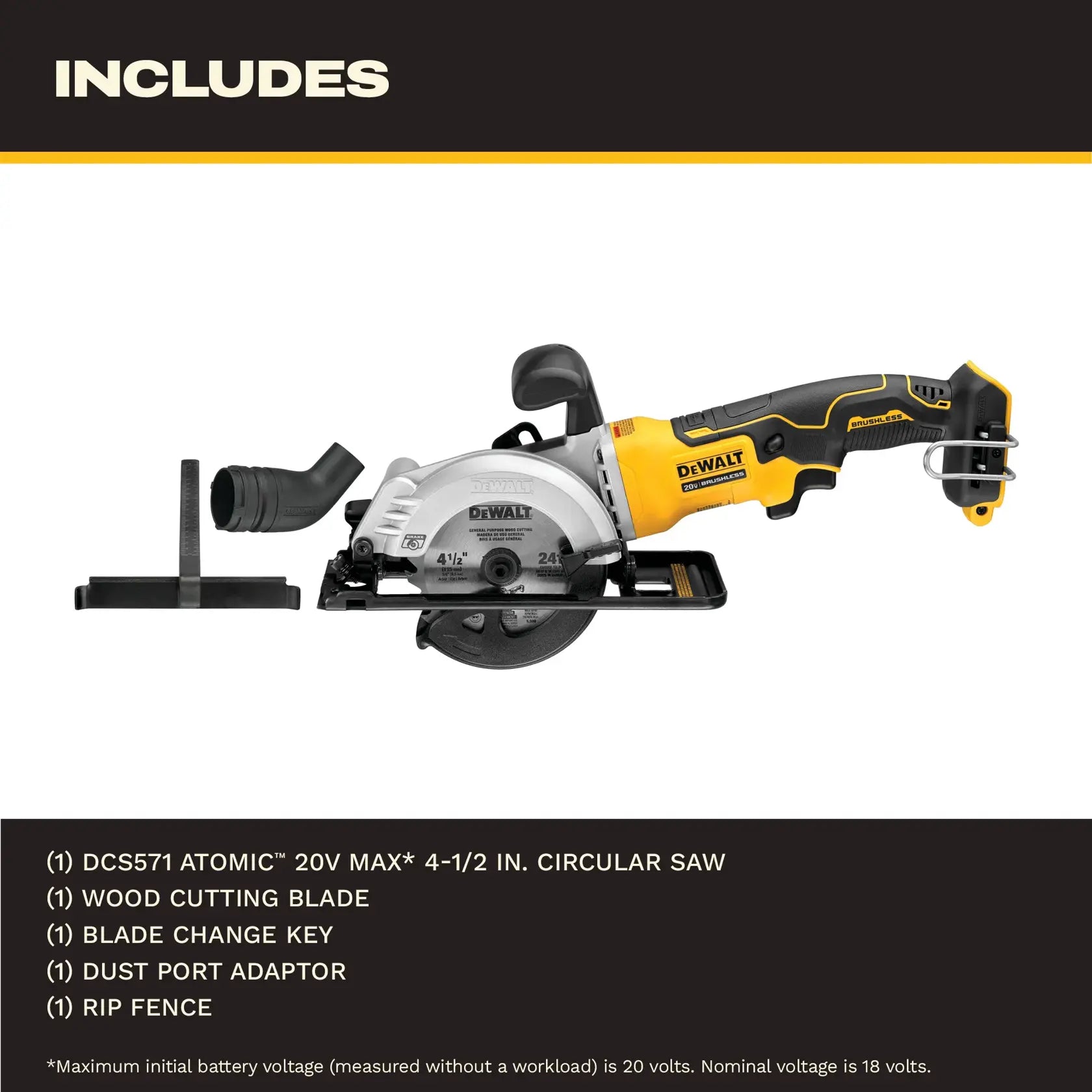 DeWalt DCS571B 20V MAX 4-1/2IN CORDLESS CIRCULAR SAW