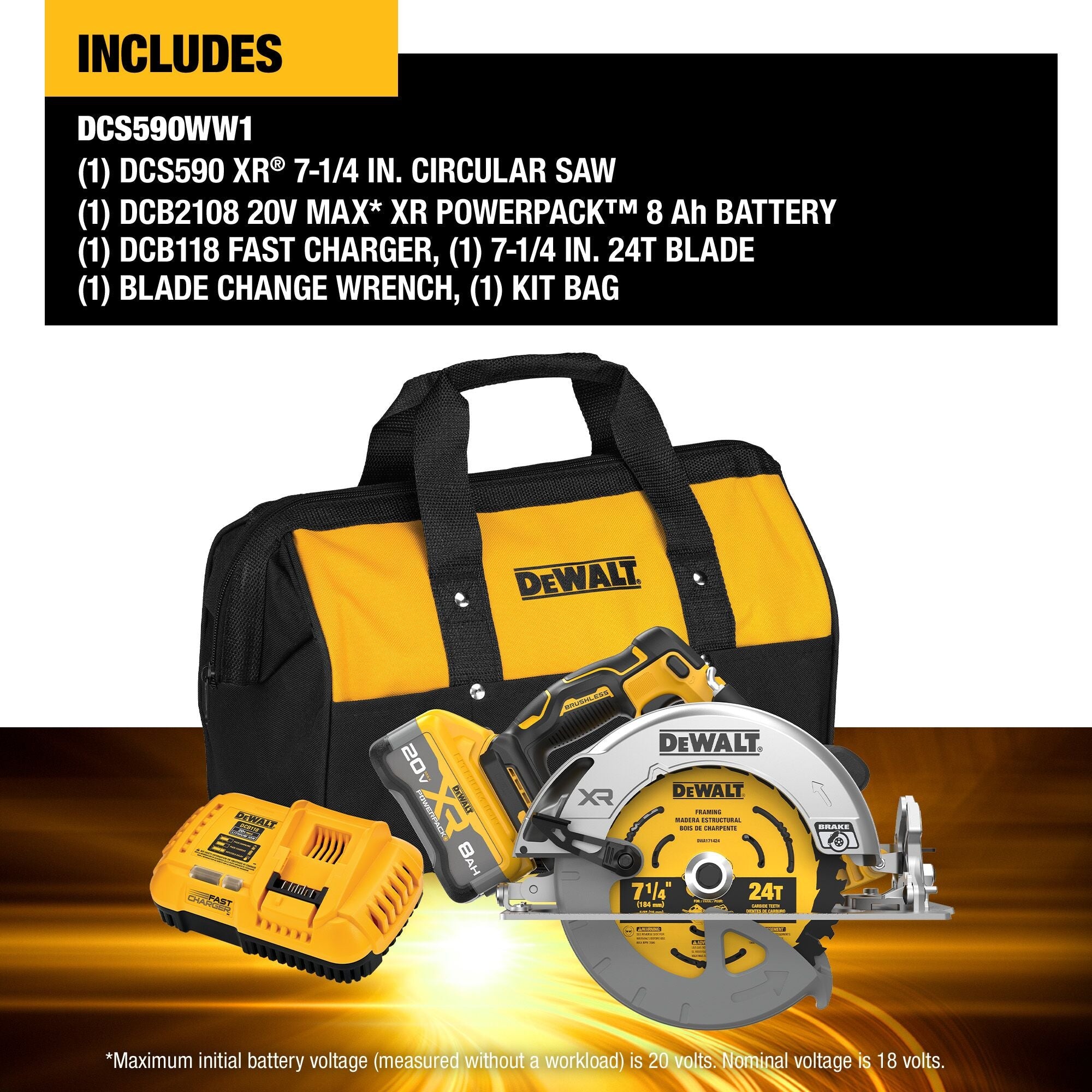 DEWALT DCS590WW1 20V MAX XR 7-1/4