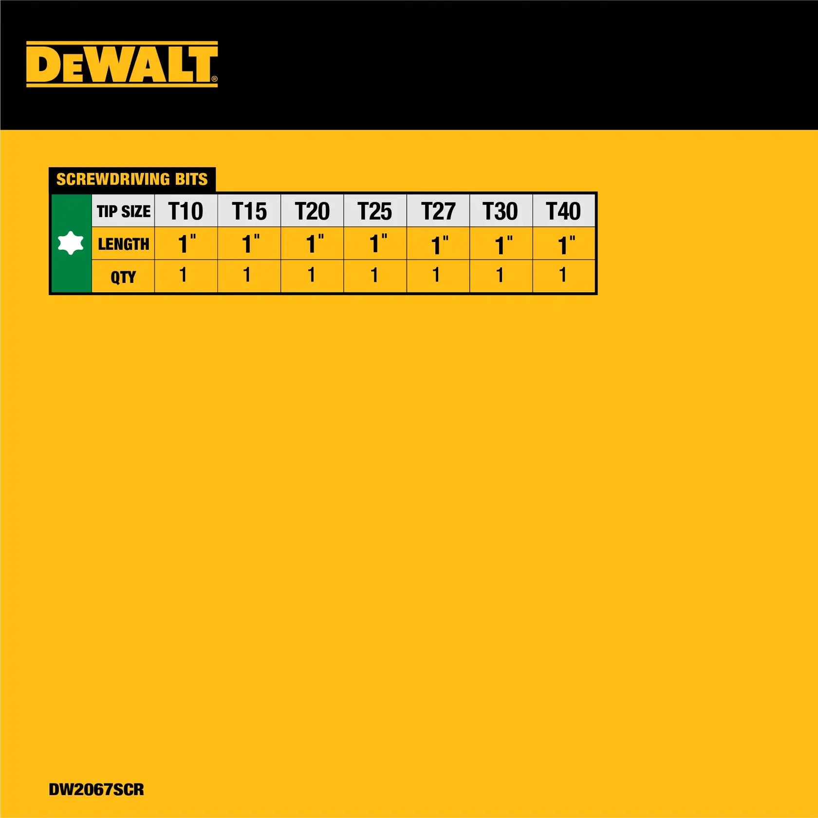 DeWalt DW2067SCR 7PC SECURITY STAR SET
