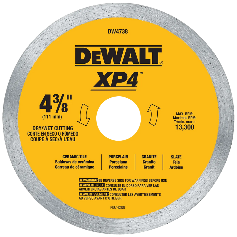 DeWalt DW4738 4-3/8IN XP4 PREMIUM PORCELAIN TILE BLADE