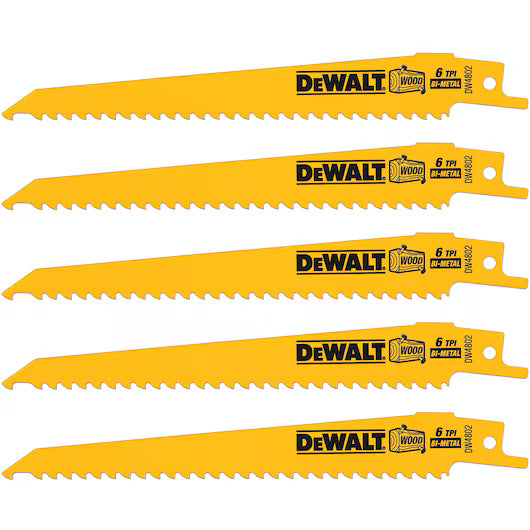 DeWalt DW4802 6IN 6TPI TAPER BK BLD-5PK