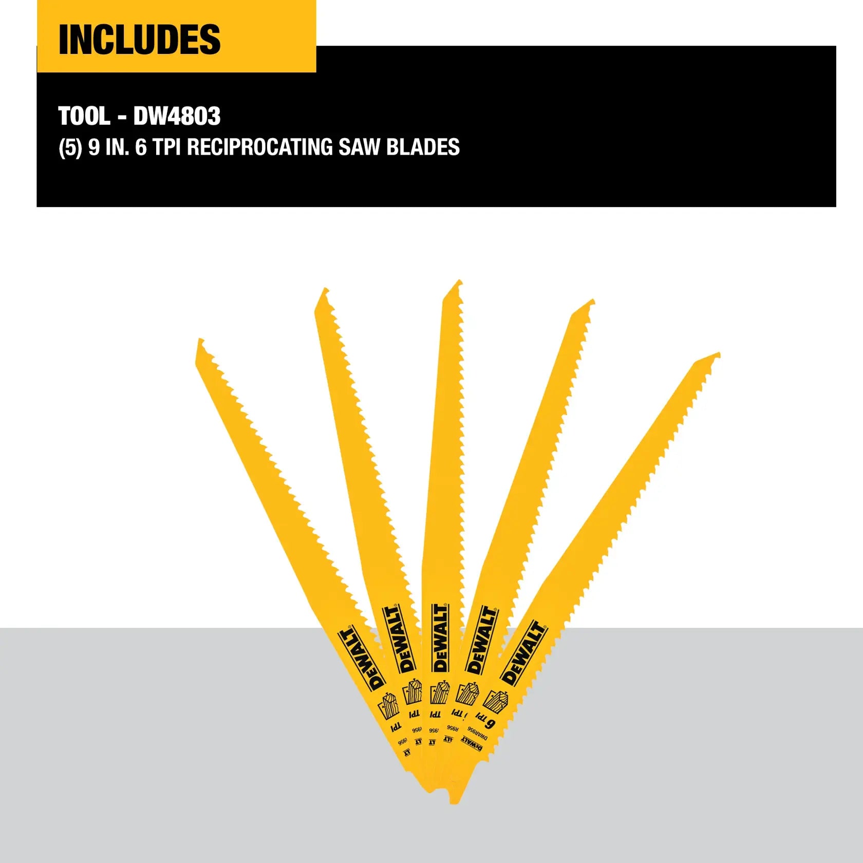 DeWalt DW4803 9IN 6TPI TAPER BK BLD-5PK