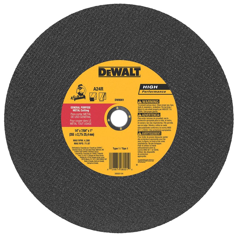 DeWalt DW8001 14 X 7/64 X 1 IN HP CHOP SAW WHL