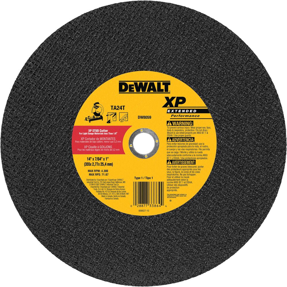 DeWalt DW8059 14 X 7/64 X 1IN RED CERAMIC CHOP SAW WHL