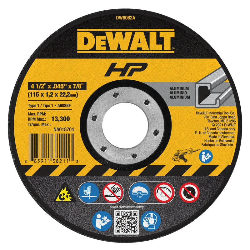 DeWalt DW8062A 4-1/2 x.045 x 7/8 HP T1 ALUMINUM CUTTING