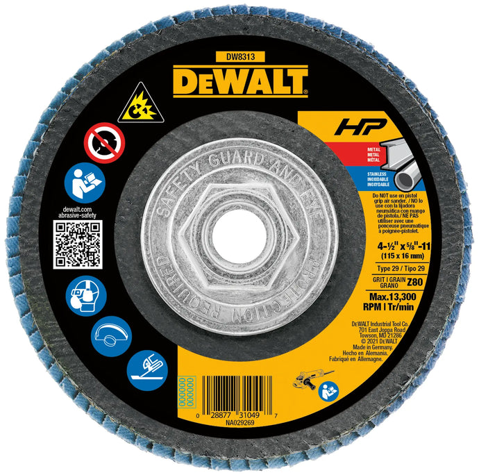 DeWalt DW8313 4-1/2 X 5/8-11 80G T29 HP FLAP