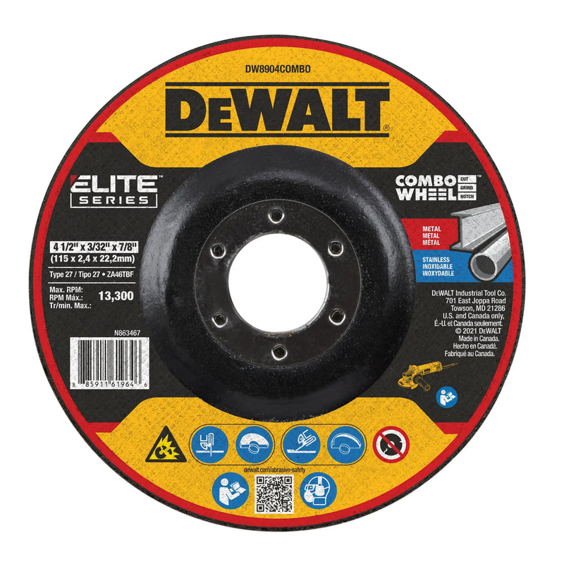 DeWalt DW8904COMBO 4-1/2 x 3/32 x 7/8 XP T27 Cut & Notch