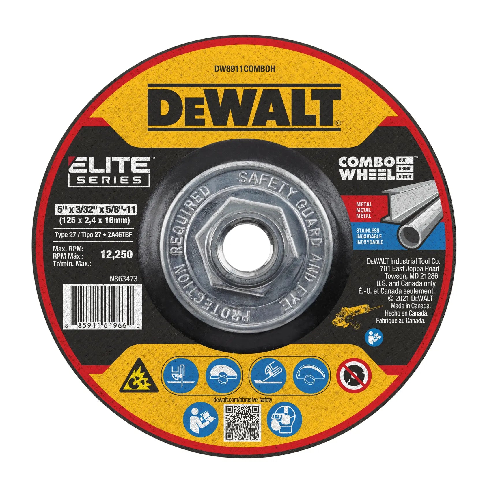 DeWalt DW8911COMBOH 5 X 3/32 X 5/8-11 XP T27 Cut & Notch