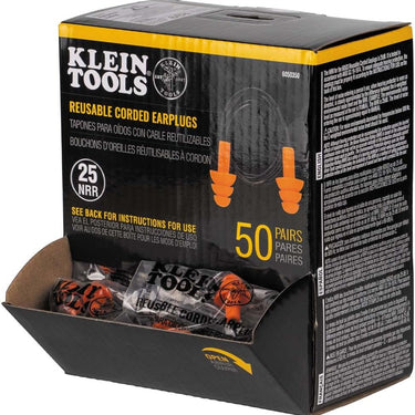 KLEIN 6050350 Corded Earplugs, 50-Pair Dispenser Pack