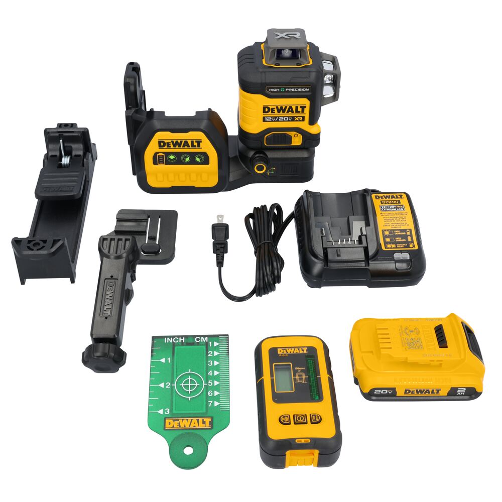 DEWALT DCLE34033D1 20V MAX* XR® 3 x 360 HIGH PRECISION GREEN LASER KIT W/DETECTOR