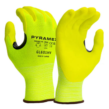 Pyramex XL Micro-Foam Nitrile Hi Vis Yellow Gloves GL601HVXL