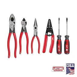 Milwaukee MT500-6 6 PC. Dipped Grip Cutting Pliers, Wire Stripper, & Cushion Grip Screwdrivers Set (USA)