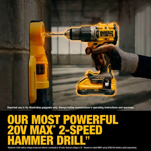 DeWalt DCK251E1QQ1 20V MAX* XR?2-Speed Hammer Drill/Impact 2-Tool Combo Kit with XR?Batteries