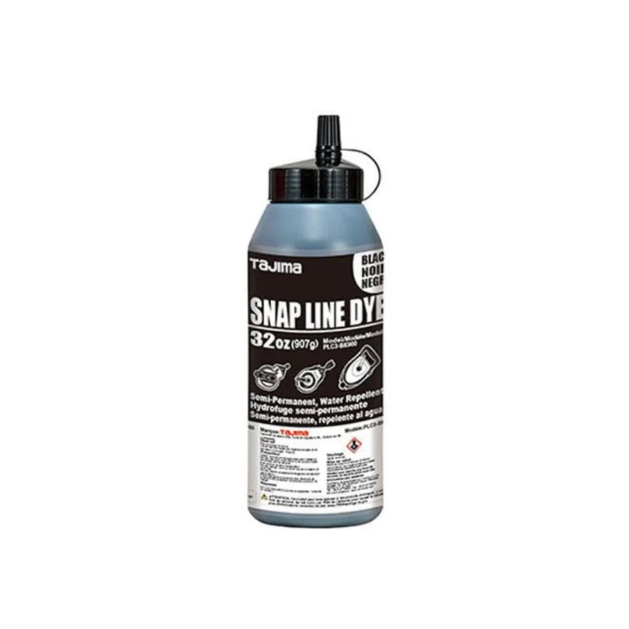 Tajima Snap Line Dye, permanent marking chalk, black, easy-fill nozzle, 907g / 32 oz.