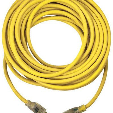 VOL-05-00366 100ft 12/3 SJTW Yellow/Black Ext Cord w/Lighted End, NEMA 5-15