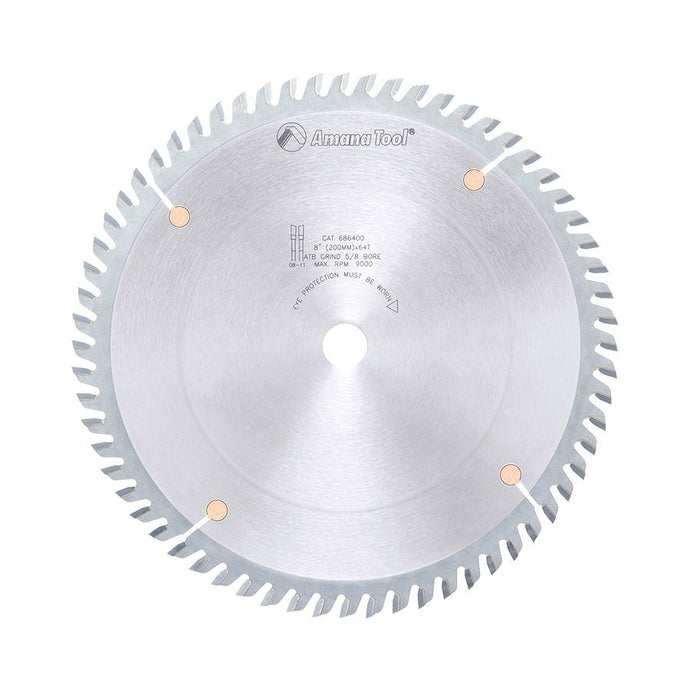AMANA 686400 8" FINISH BLADE B=5/8" T=64 A.T.B. GRIND