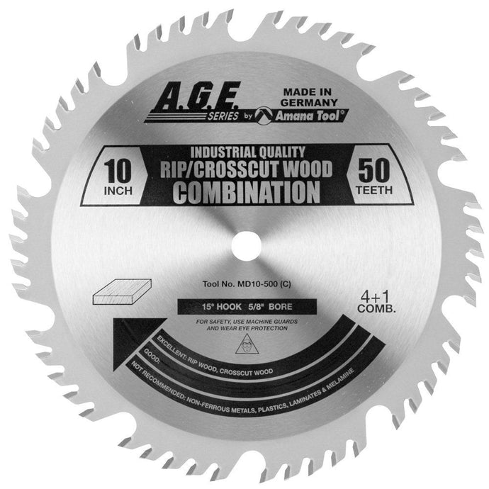 A.G.E MD10-500 10" COMBINATION RIP/CROSSCUT BLADE B=5/8" 50T