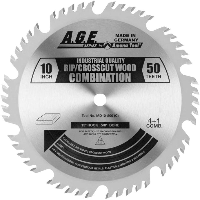 A.G.E MD10-500C 10" COMBINATION RIP/CROSSCUT B=5/8" 50T