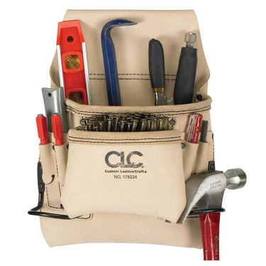 CLC 178234 8 Pocket Reversed Heavy-Duty Leather Carpenter's Nail &amp; Tool Bag