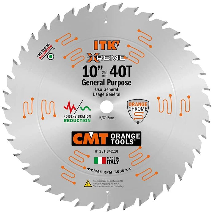 CMT 251.042.10 10" ITK XTREME GENERAL PURPOSE BLADE B=5/8" T=40 ATB