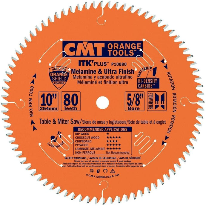 CMT P10080 10" ITK-PLUS ULTRA-FINISH B=5/8" T=80 ATB+SHEAR