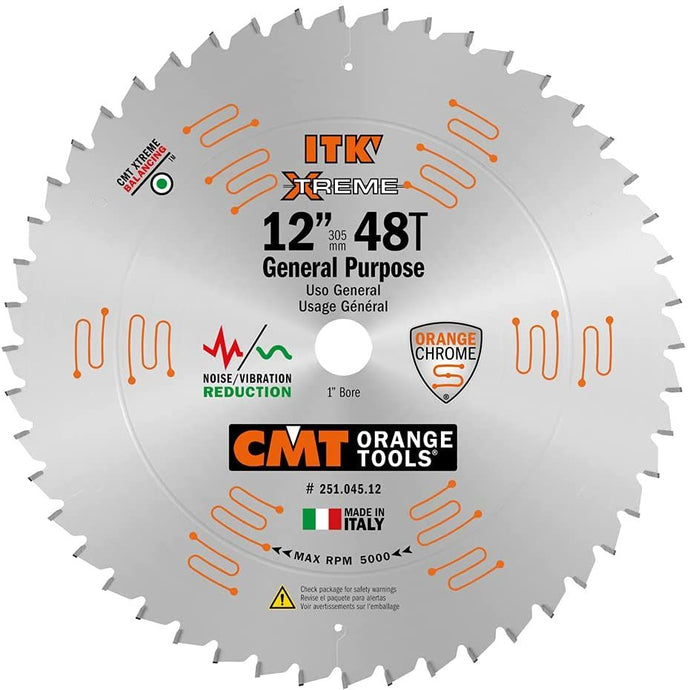 CMT 251.045.12 12" ITK XTREME THIN-KERF GENERAL-PURPOSE BLADE B-1" T=48 ATB