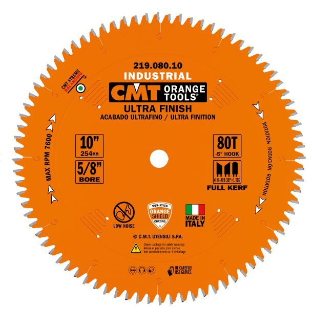CMT 219.060.08 8-1/2" FULL-KERF INDUSTRIAL ULTRA-FINISH BLADE B=5/8" T=60 Hi-ATB+TCG