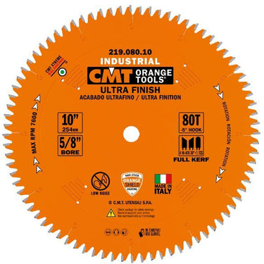 CMT 219.080.10 10" FULL-KERF INDUSTRIAL ULTRA-FINISH BLADE B=5/8" T=80 Hi-ATB+TCG