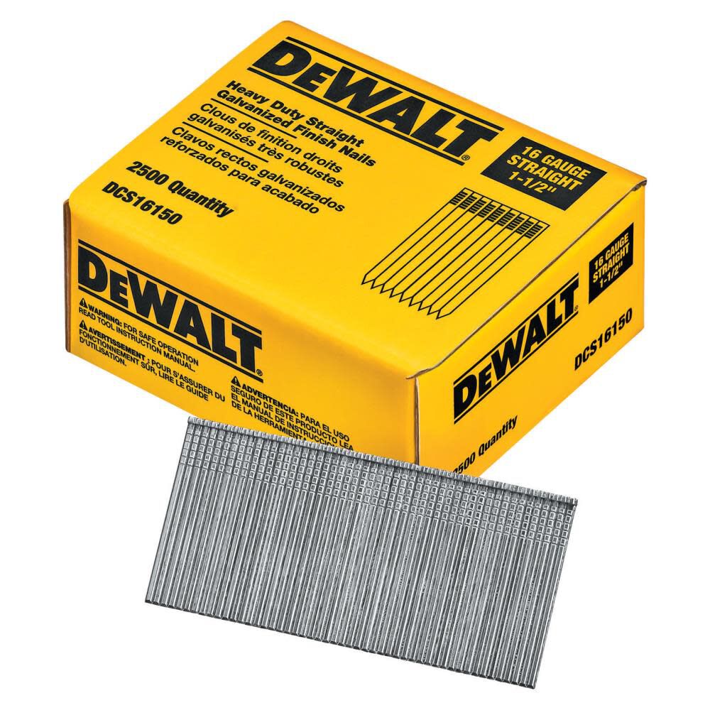 DeWalt DCS16150 16GA 1-1/2IN STRAIGHT FINISH NAIL 2.5K