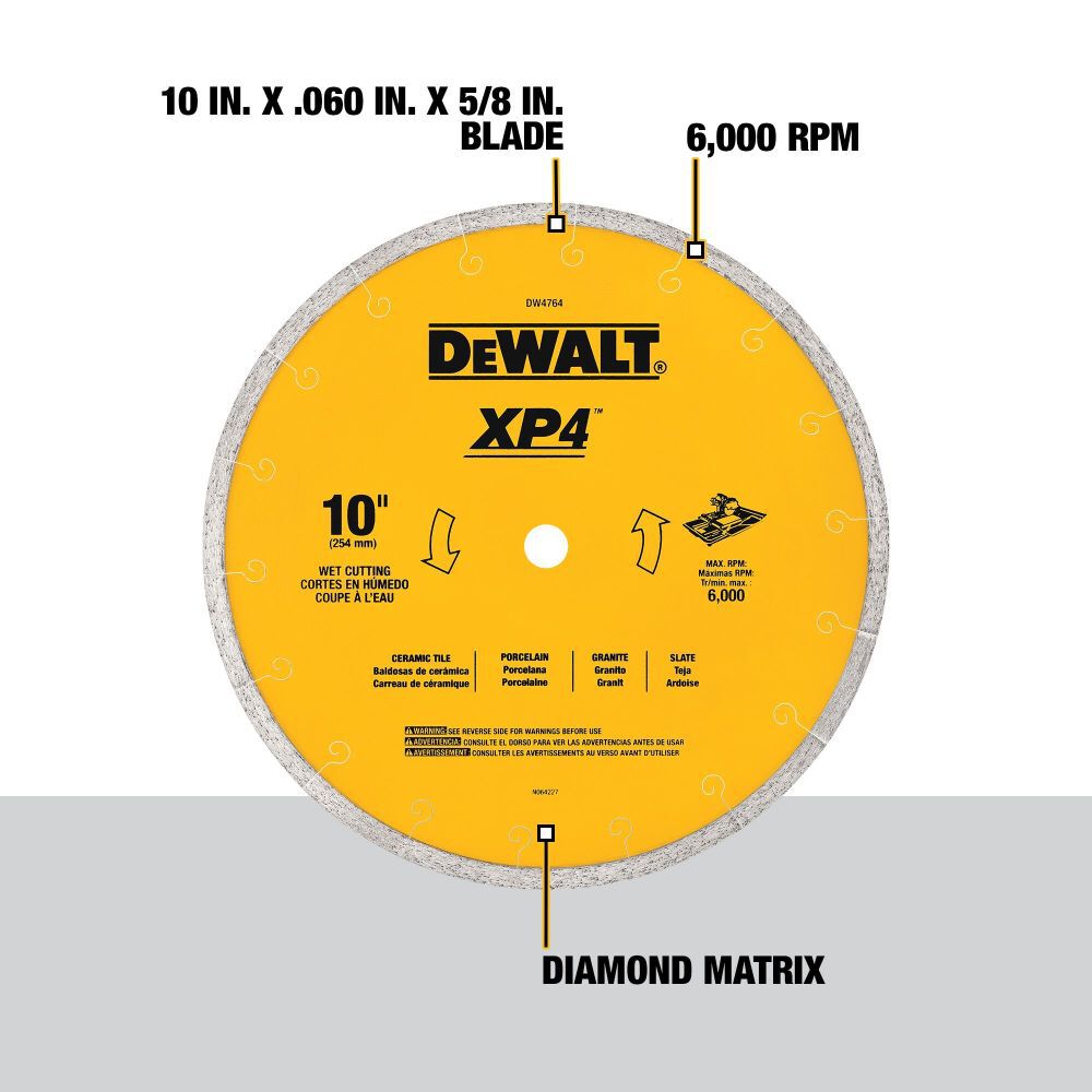 DeWalt DW4764 10IN PREMIUM PORCELAIN TILE BLADE
