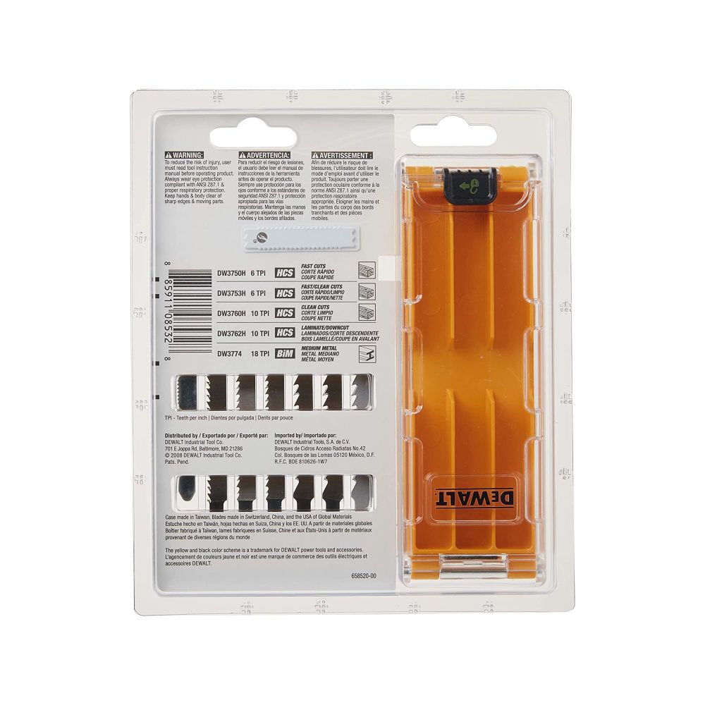 DeWalt DW3741C 10 PC T-SHANK JIG SAW BLADE SET W/CASE
