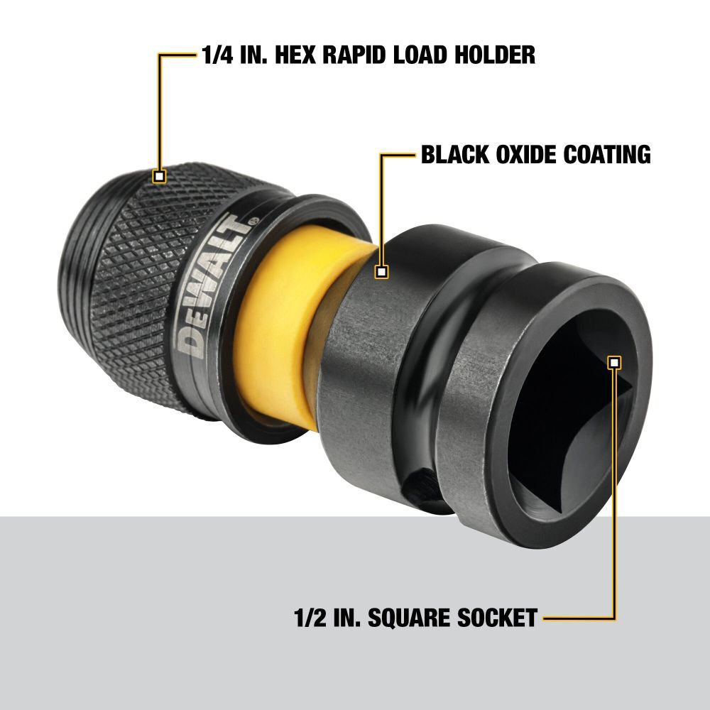 DeWalt DW2298 ADAPTOR 1/2 SQ TO 1/4 HEX RAPID LOAD