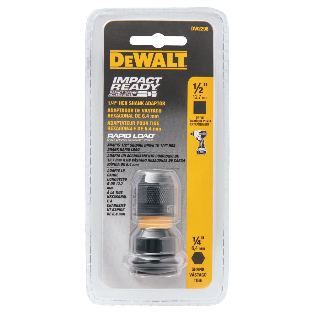 DeWalt DW2298 ADAPTOR 1/2 SQ TO 1/4 HEX RAPID LOAD