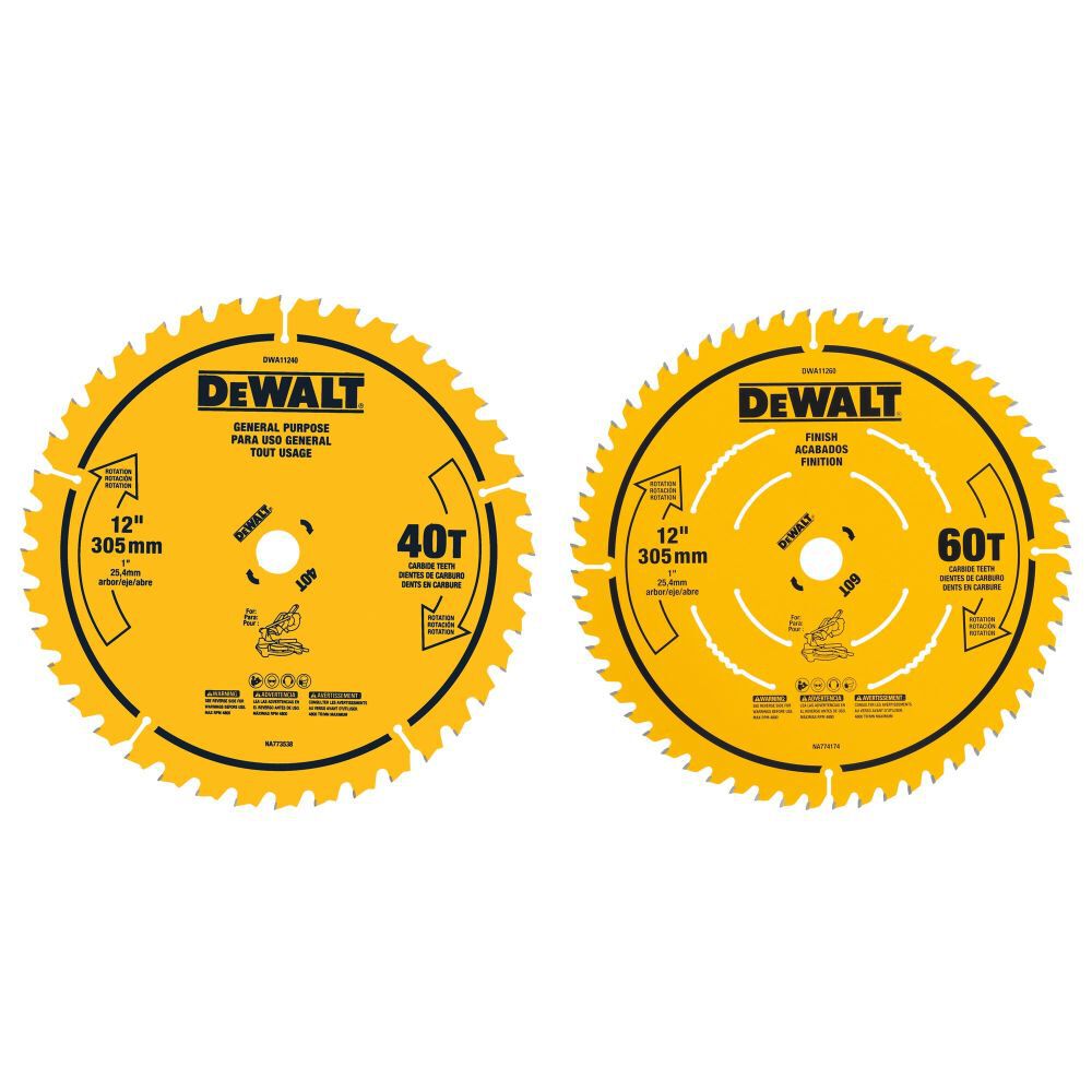 DeWalt DWA112CMB DW 2PK 12 IN 40T AND 60T SAW BLADES