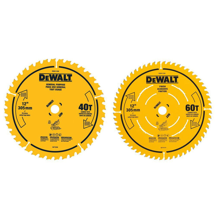 DeWalt DWA112CMB DW 2PK 12 IN 40T AND 60T SAW BLADES
