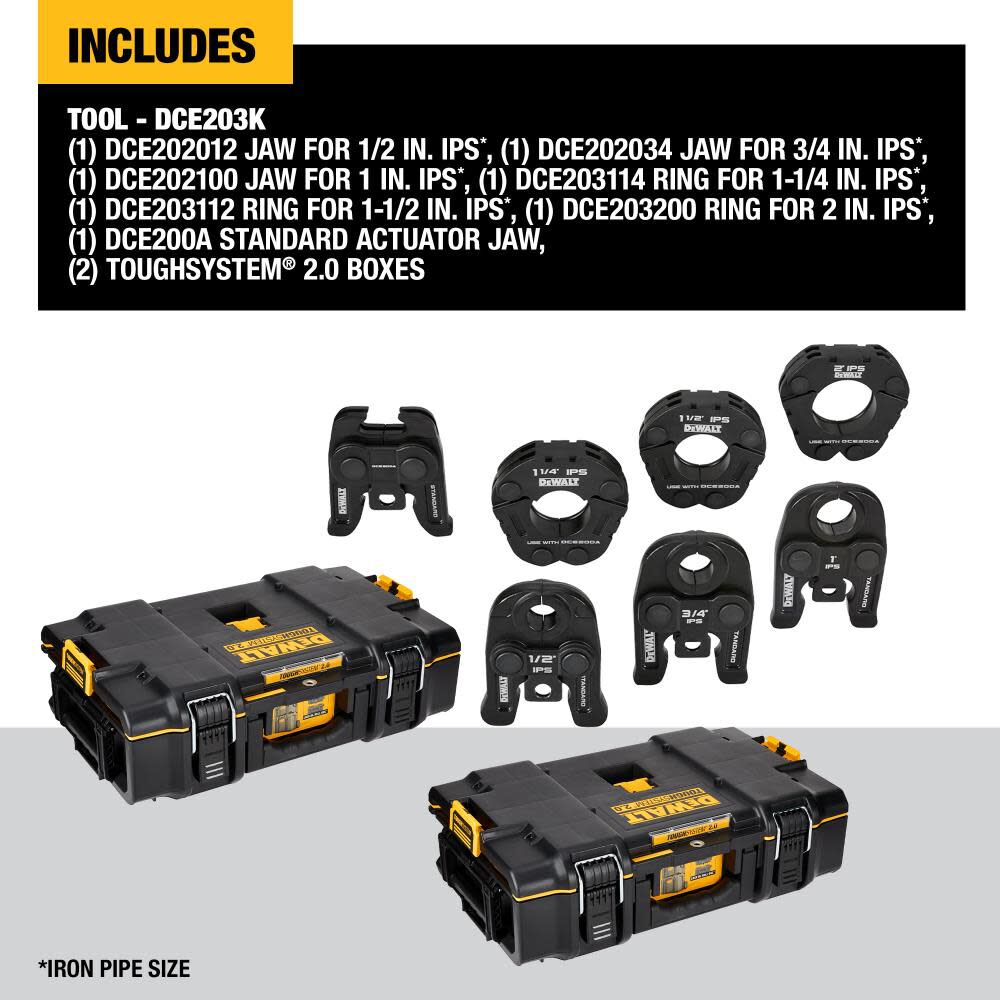 DeWalt DCE203K 1/2IN - 2IN IPS PRESS KIT